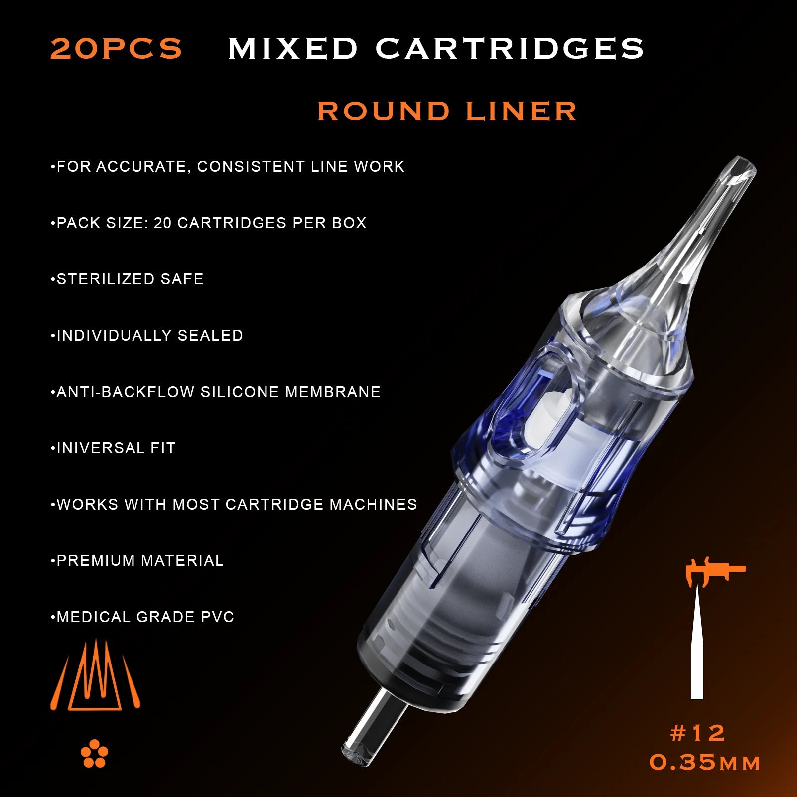 BRONC Tattoo Needle Cartridges – Round Shaders (20PCS)