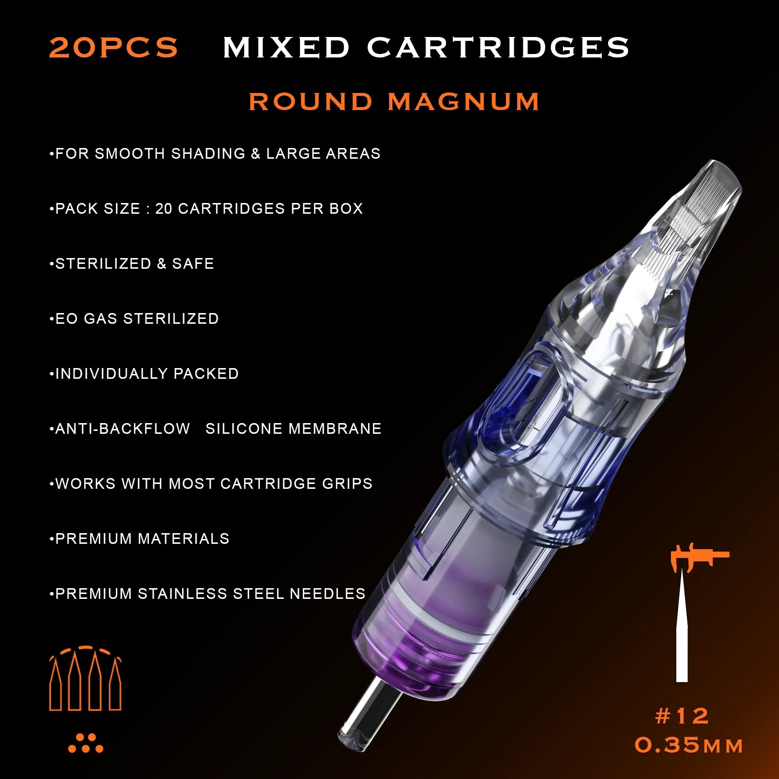 BRONC Tattoo Needle Cartridges – Curve Magnums (20PCS)BRONC Tattoo Needle Cartridges – Curve Magnums (20PCS)