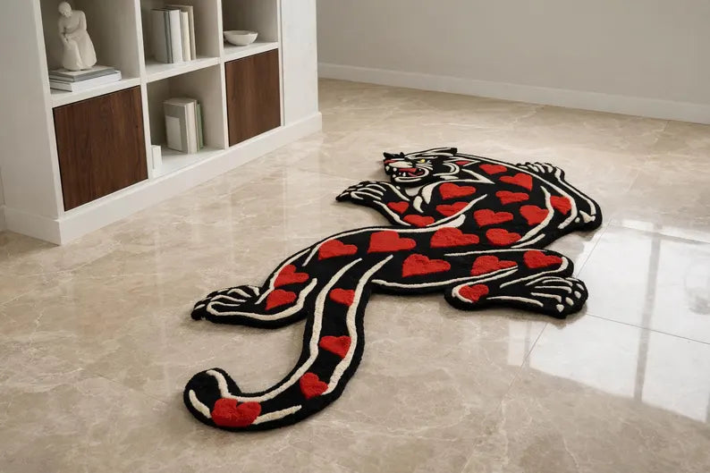 Black Panther Area Tattoo Rug – Tufted Gothic Decor