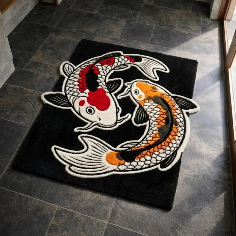 Japanese Koi Fish Tattoo Rug | Handmade