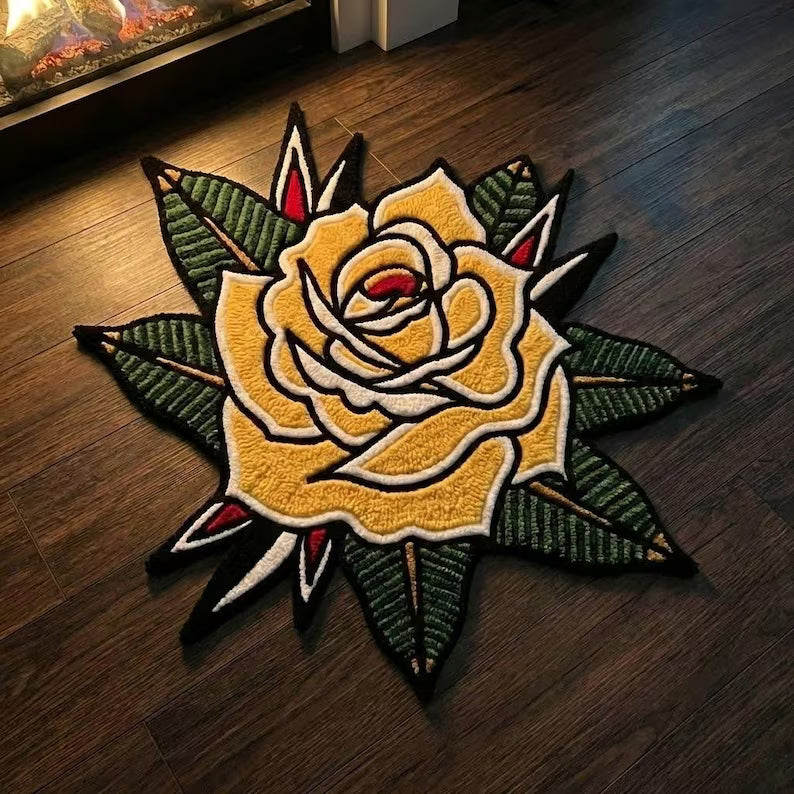 Traditional Rose Tattoo Rug
