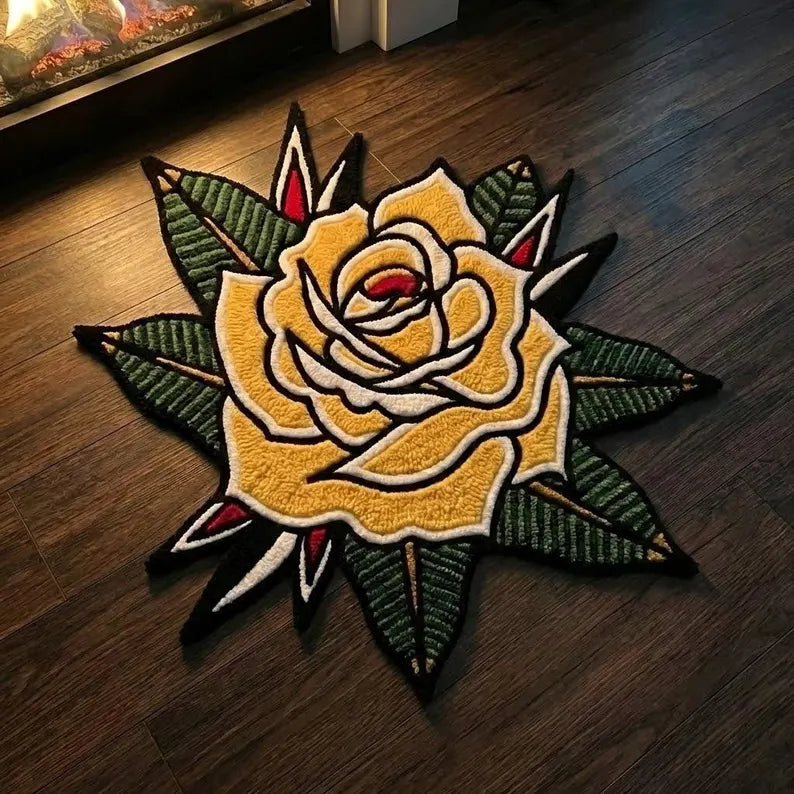 Traditional Rose Tattoo Rug