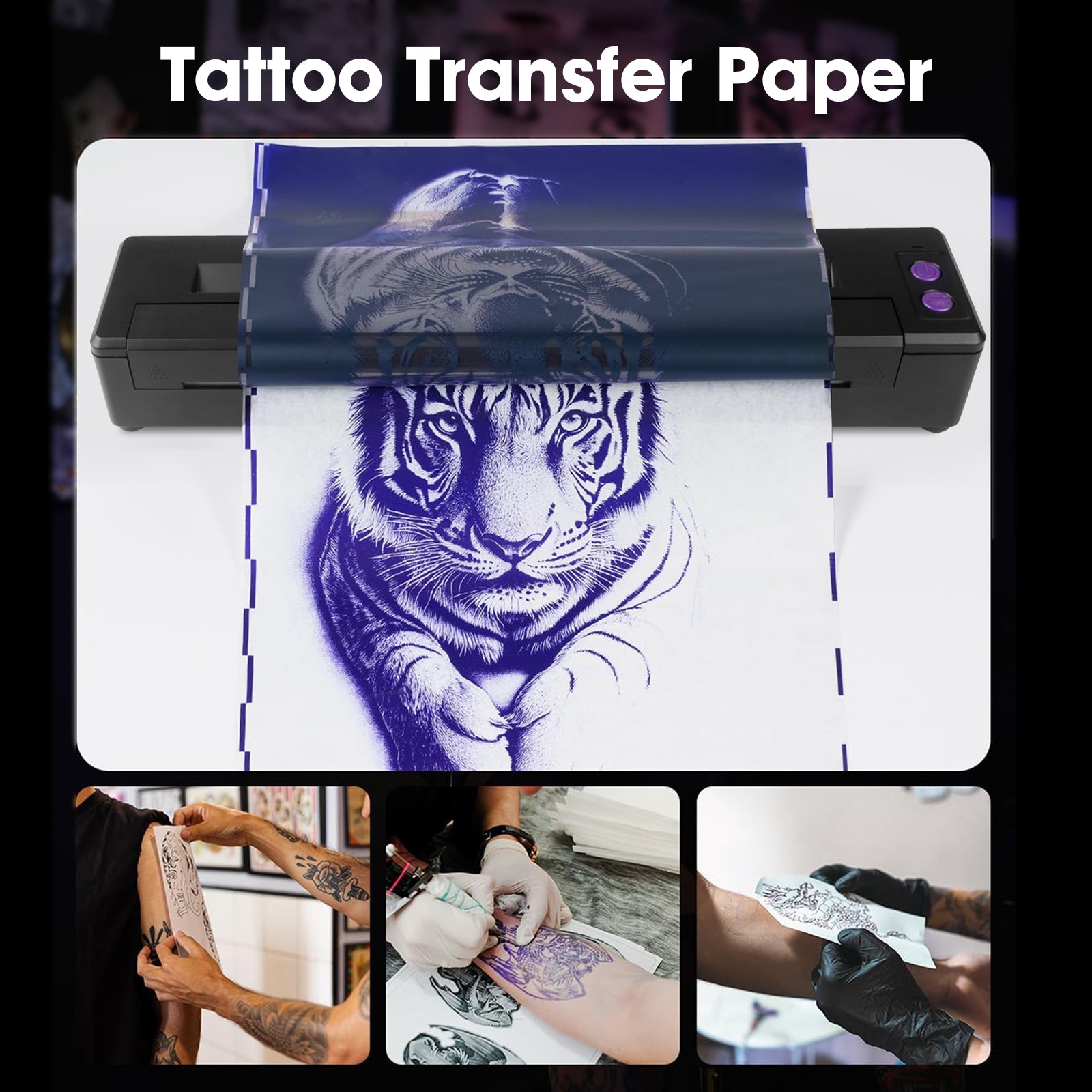 tattoo transfer paper used with thermal printer for detailed stencil design transfer