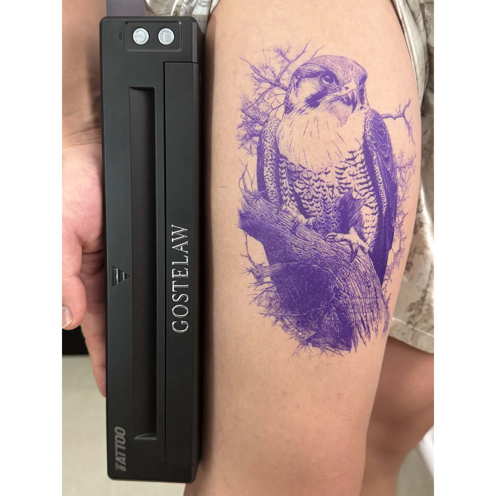 tattoo stencil printer transfer result clear stencil on skin detailed tattoo design placement