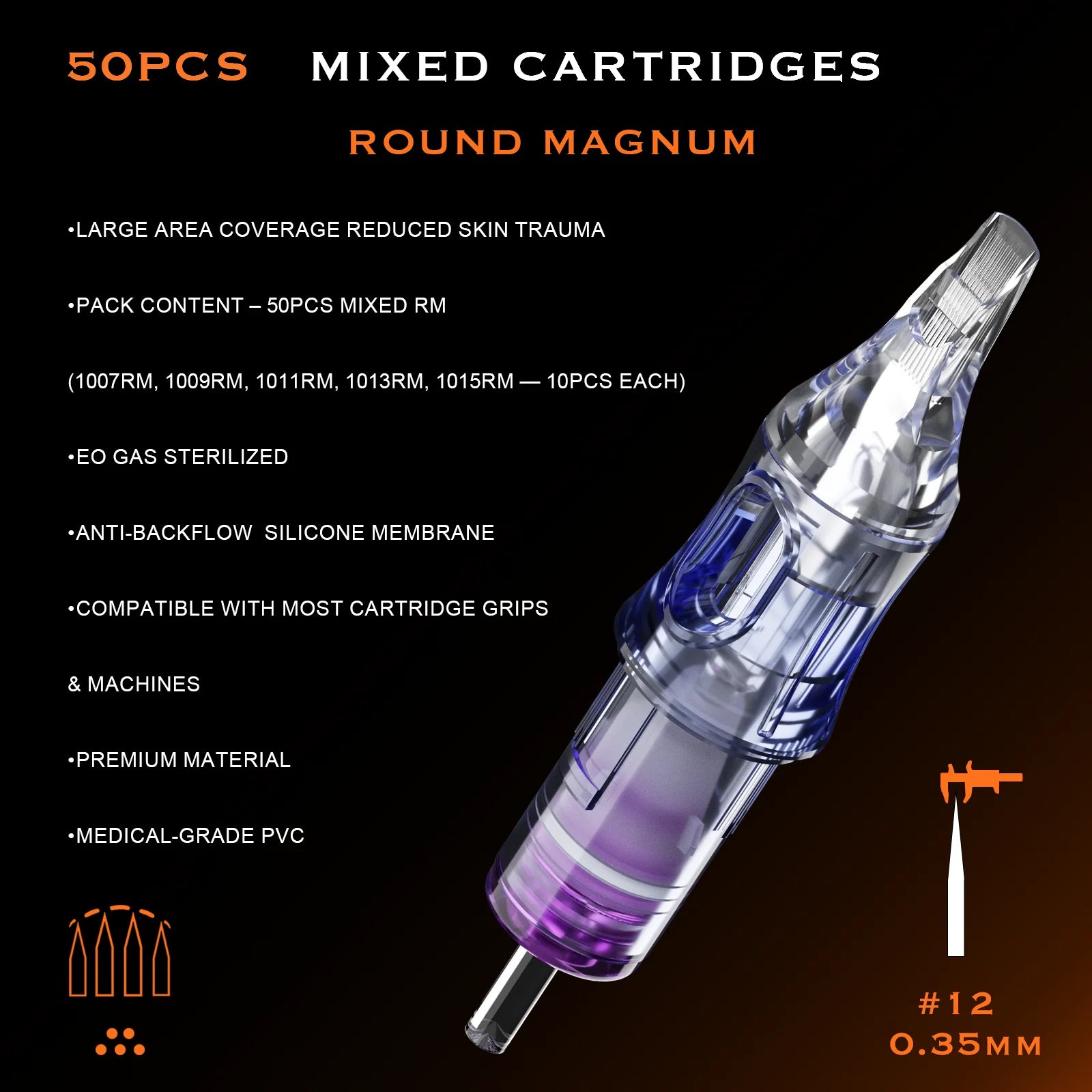 BRONC Tattoo Cartridge Needles – Curve Magnums (50PCS)