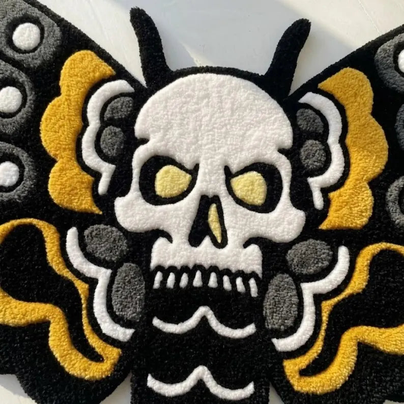Cool Funky Butterfly Skull Rug – Tattoo Inked Tufted