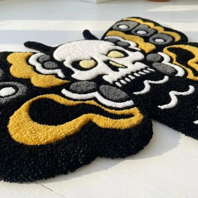 Cool Funky Butterfly Skull Rug – Tattoo Inked Tufted