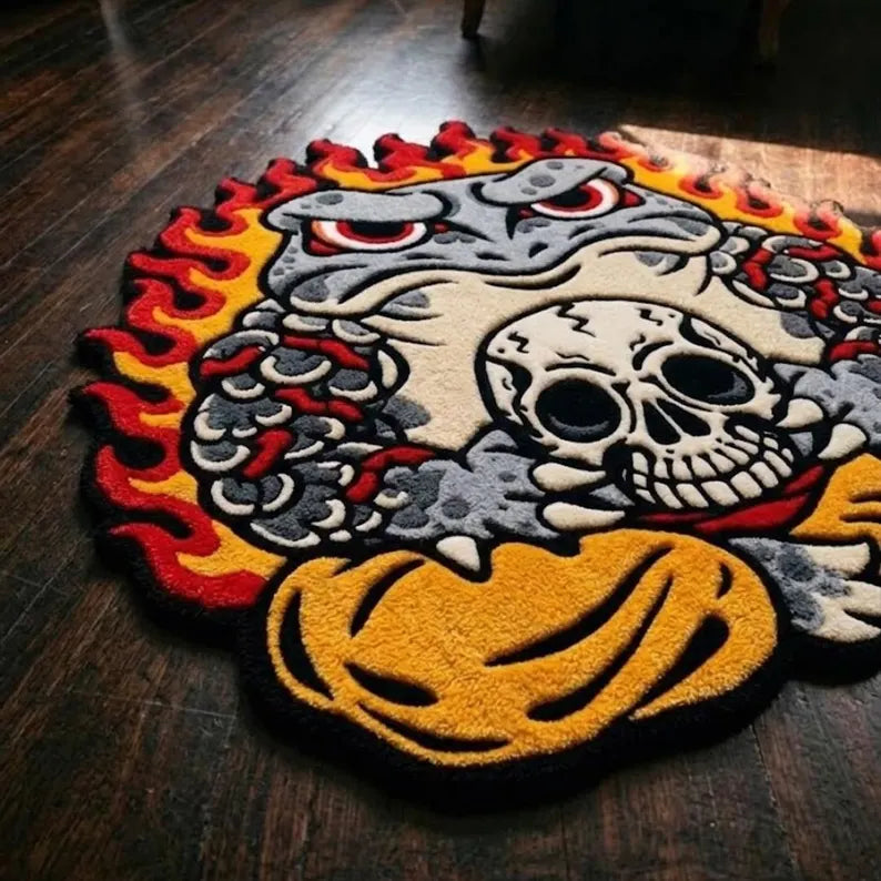 Japanese Kaeru Tattoo Rug – Hand Tufted Wool Frog