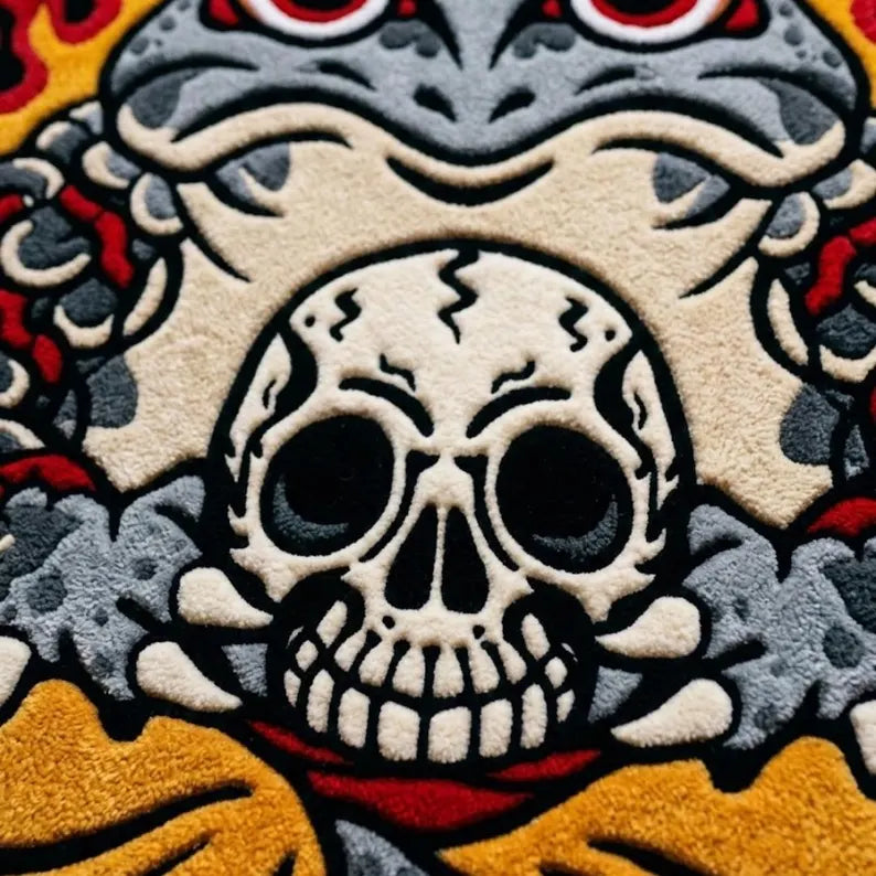 Japanese Kaeru Tattoo Rug – Hand Tufted Wool Frog
