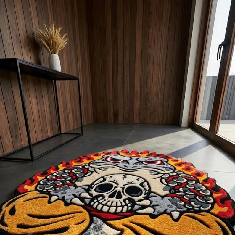 Japanese Kaeru Tattoo Rug – Hand Tufted Wool Frog