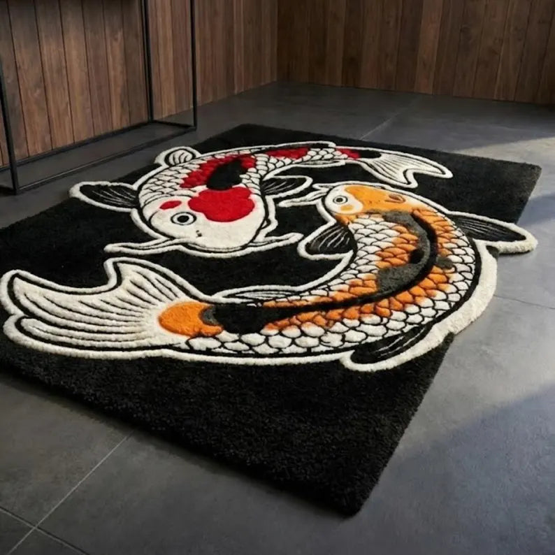 Japanese Koi Fish Tattoo Rug | Handmade