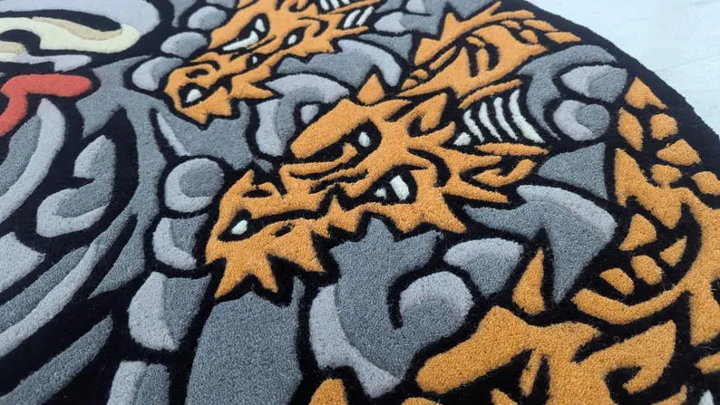 Japanese kaeru frog rug hand tufted wool carpet