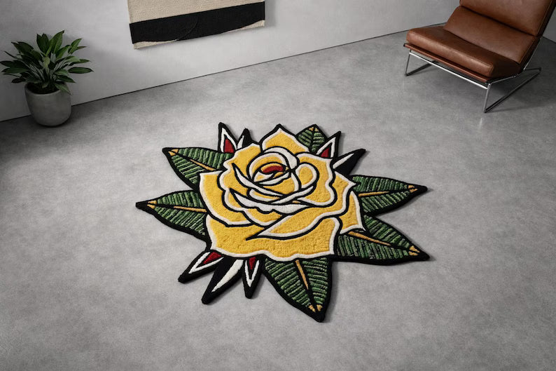 Traditional Rose Tattoo Rug