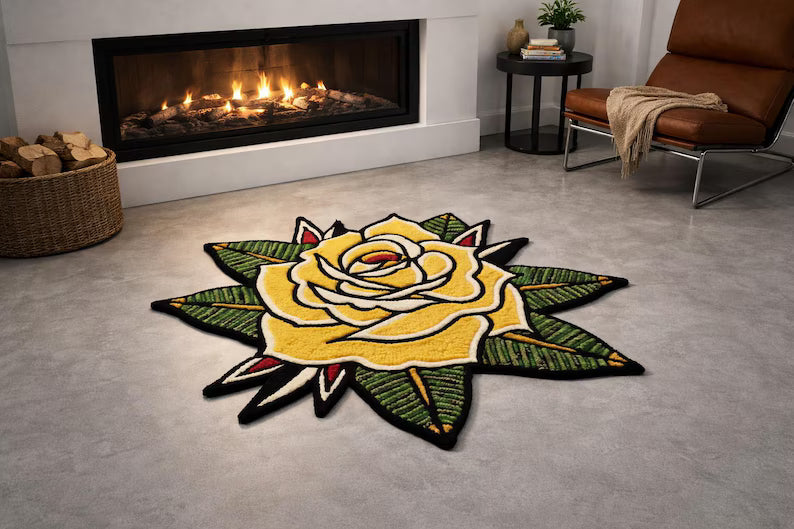 Traditional Rose Tattoo Rug