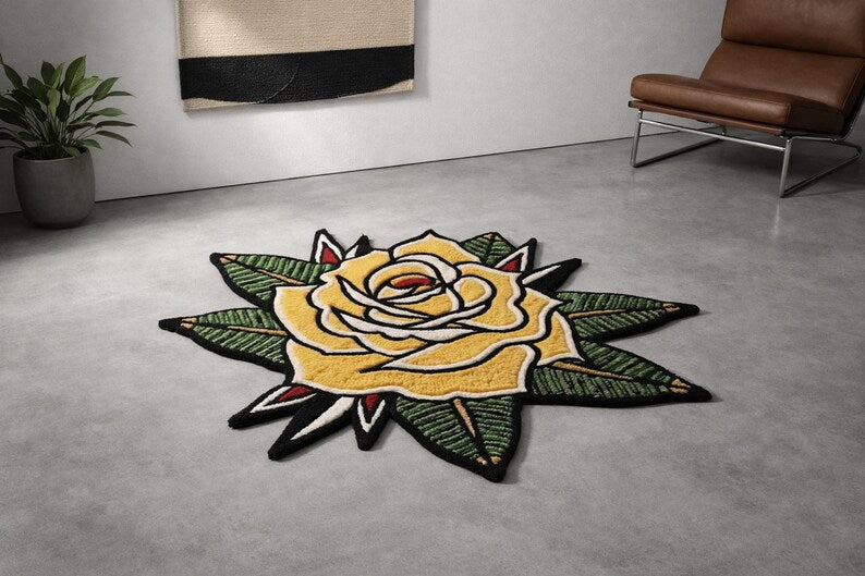 Traditional Rose Tattoo Rug
