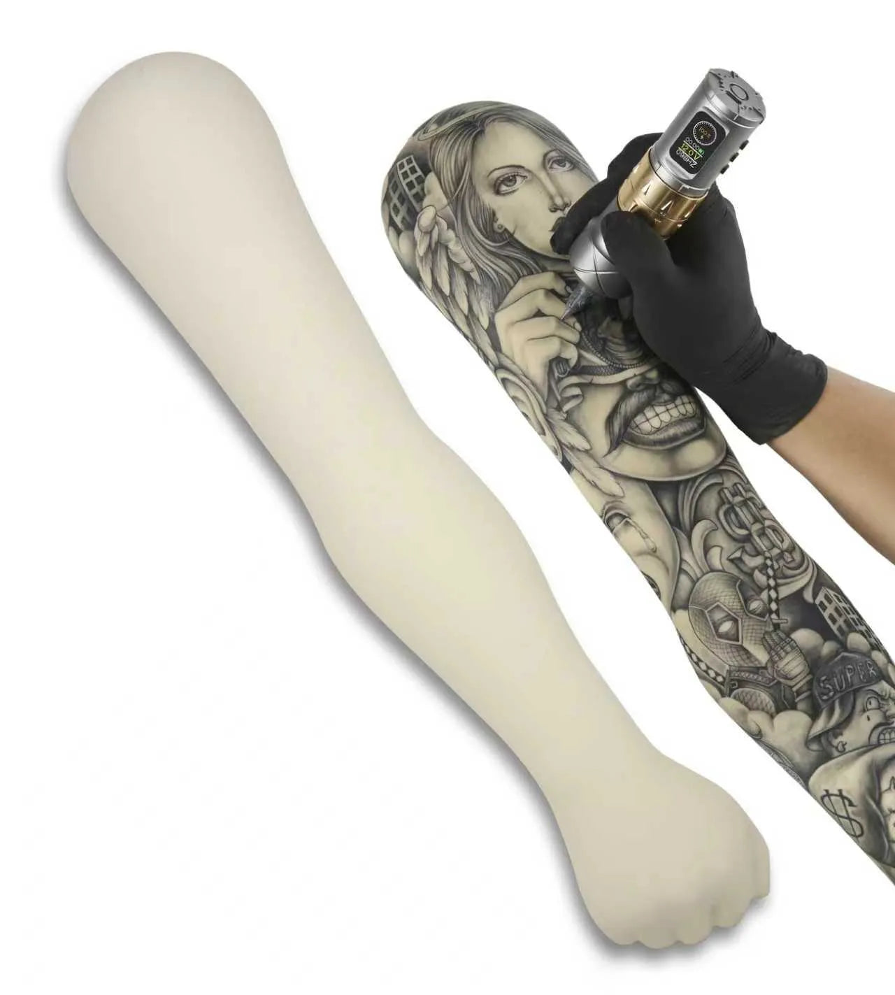 Paint Tattooed Silicone Exercises Skin The Entire Arm