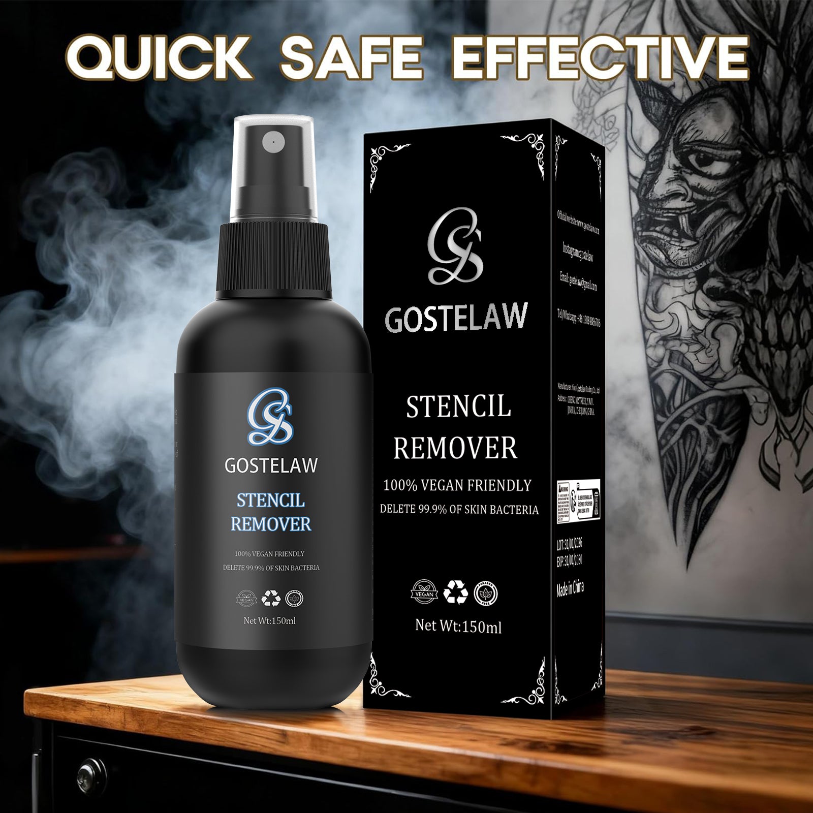 GOSTELAW tattoo stencil remover spray 150ml professional stencil removal solution for tattoo artists