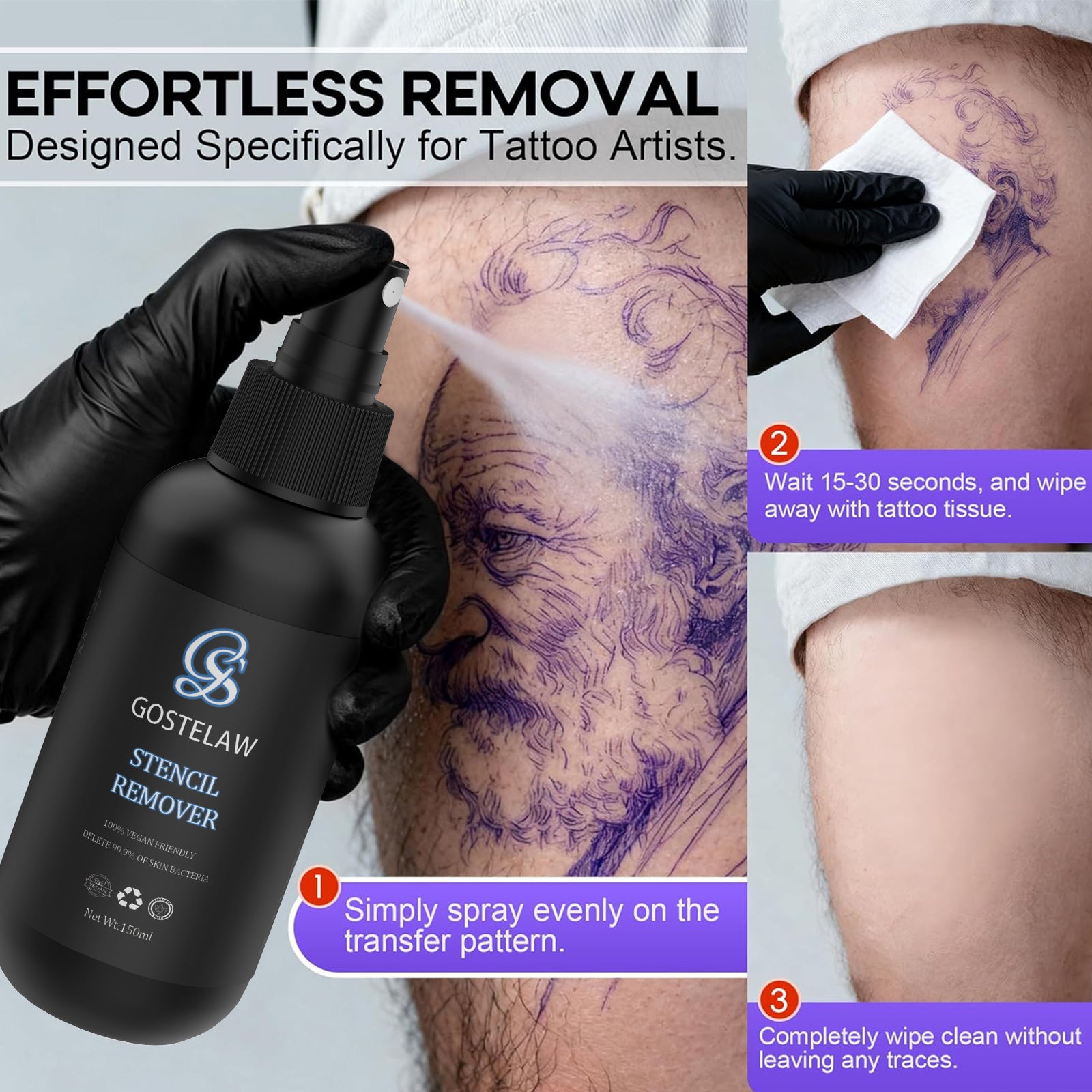 how to use tattoo stencil remover spray step by step stencil removal process without residue