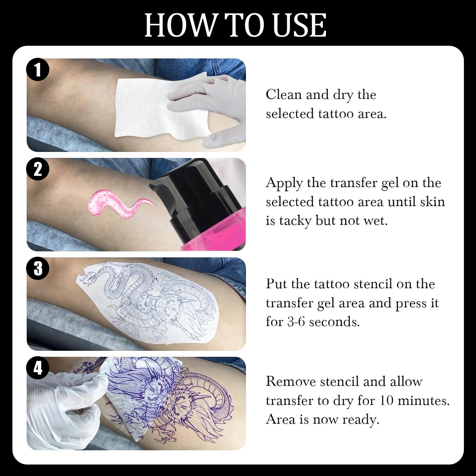 how to use tattoo stencil transfer gel step by step application for clean stencil transfer