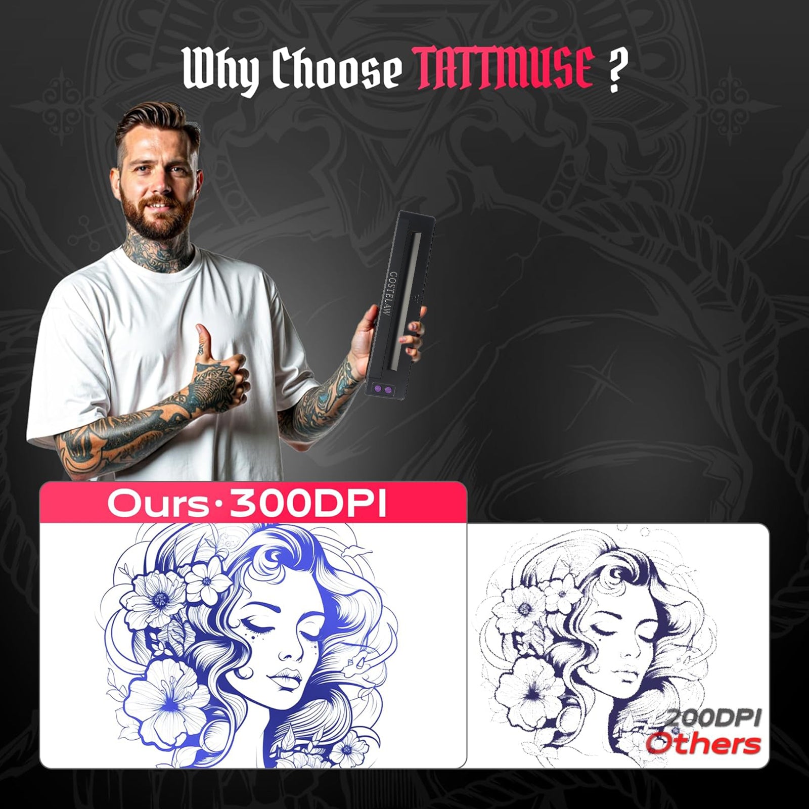 tattoo stencil printer 203 dpi high precision stencil printing vs low quality output comparison