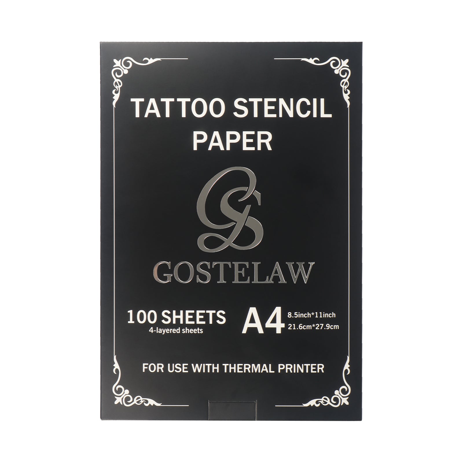 GOSTELAW Tattoo Transfer Paper pack, 100 sheets for creating sharp stencils using thermal printers.