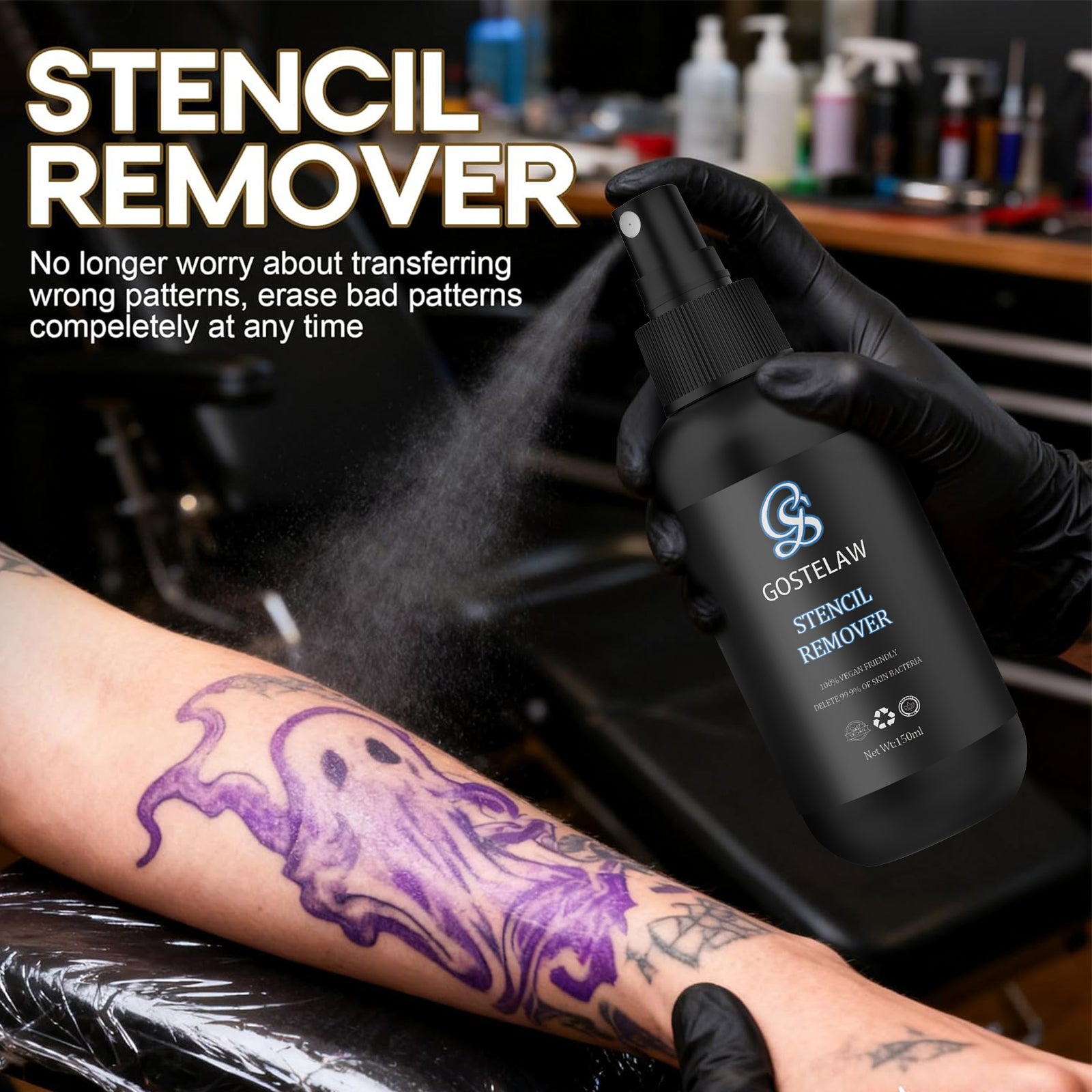 tattoo stencil remover spray application on skin removing stencil ink marks quickly and safely